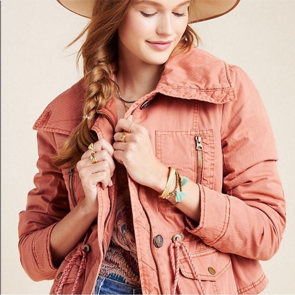 Anthropologie Remy Quilted Utility Jacket Dusty Rose size Small